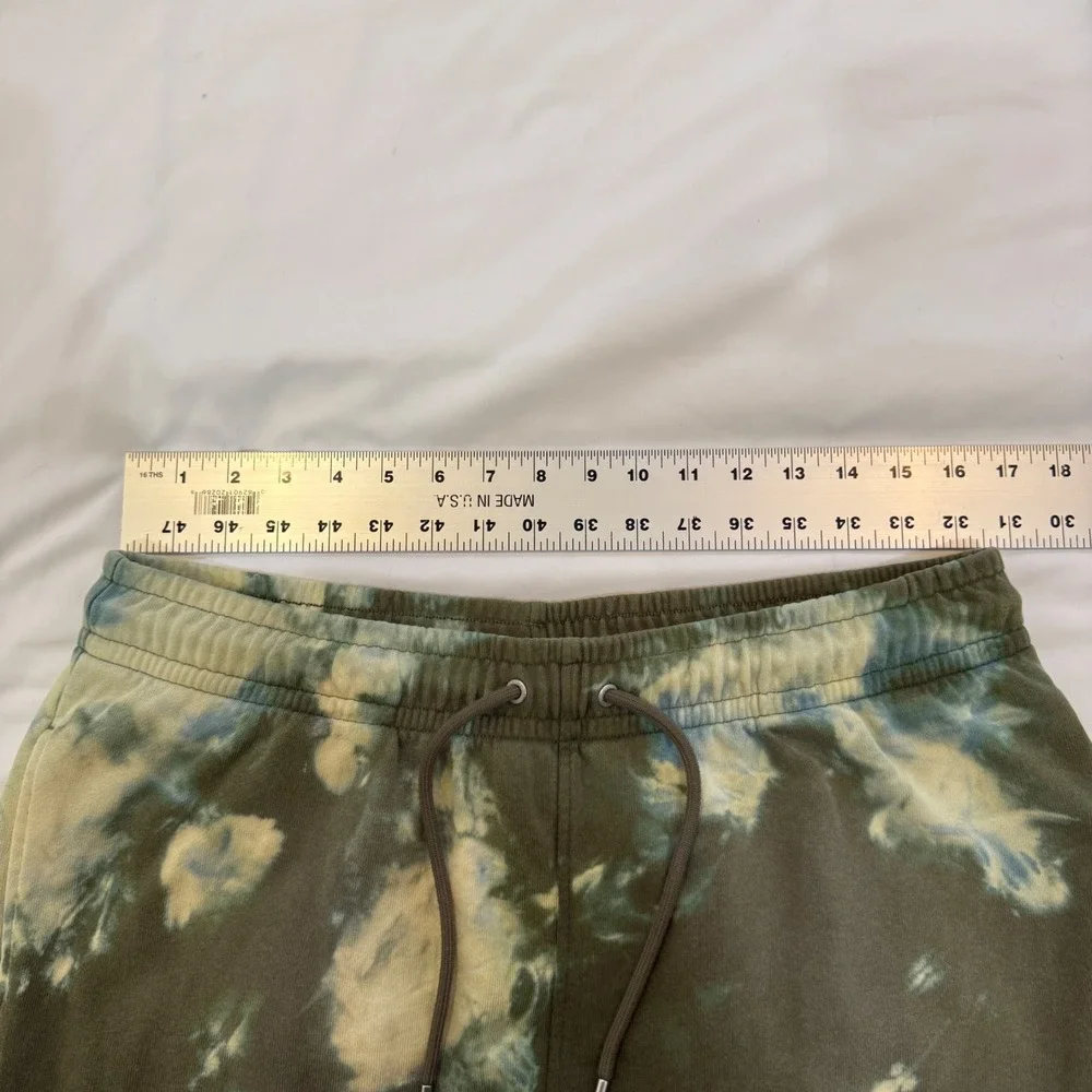 Jordan Flight Mens Large Custom Bleach Tie Dye Fleece Joggers Olive Green L